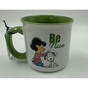 PEANUTS GIBSON Large Coffee Mug SNOOPY & LUCY "BE NICE" PINK LG 21 OZ O01